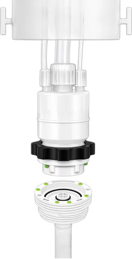 KoLink Dispense Head above a Keyed Diptube Insert