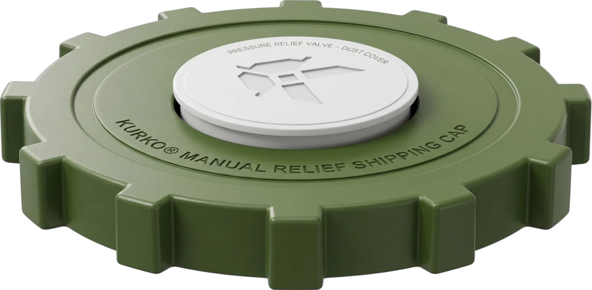 Olive-green cap with white relief cover
