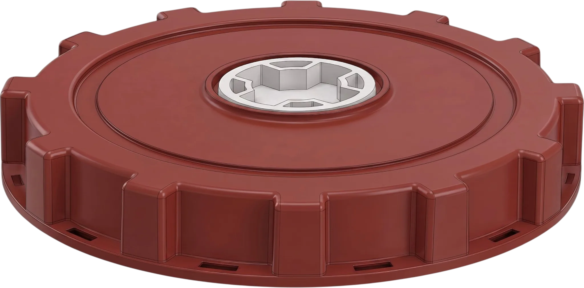 Red-brown cap with recessed central fitting
